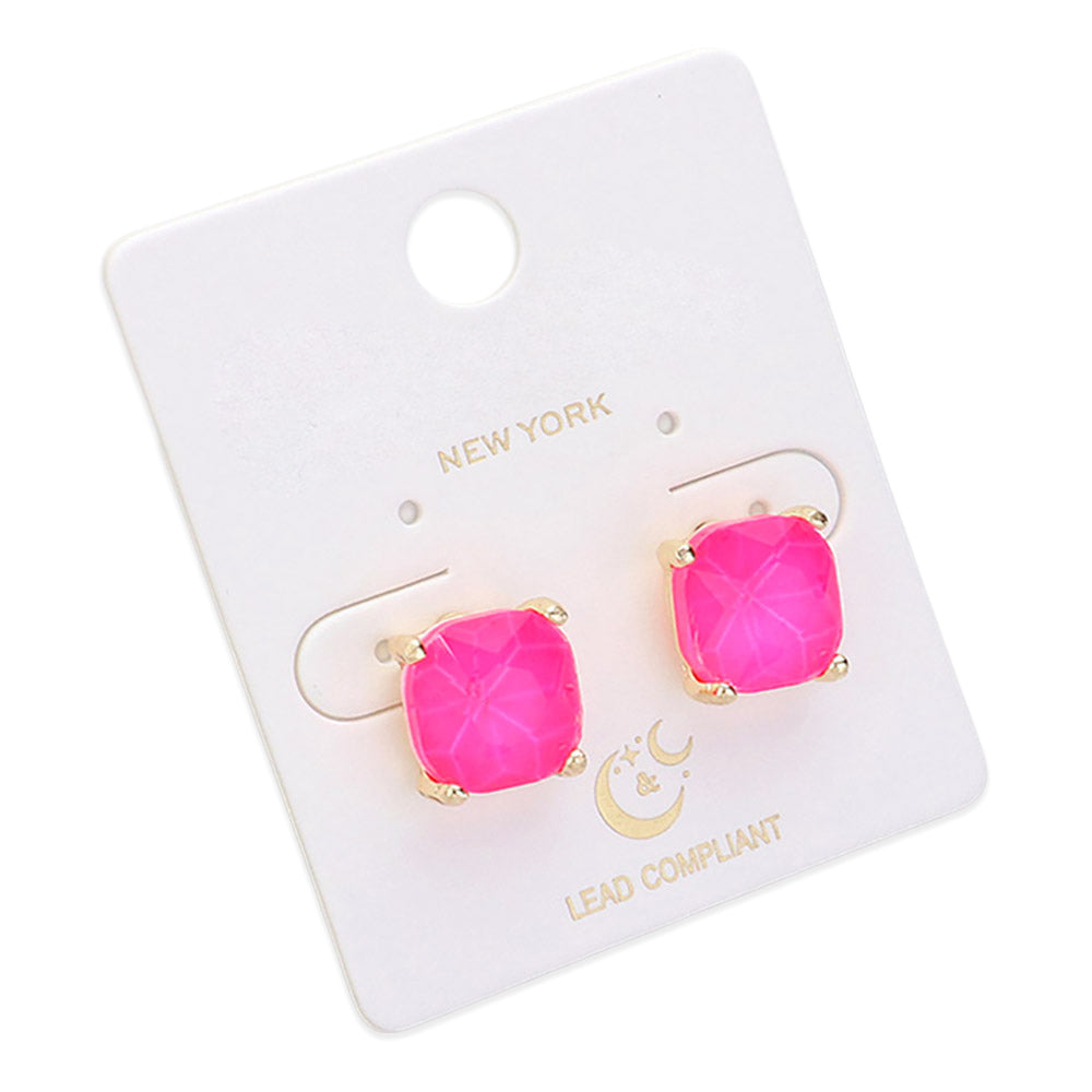 iLLASPARKZ Cushion Square Stone Stud Evening Earrings