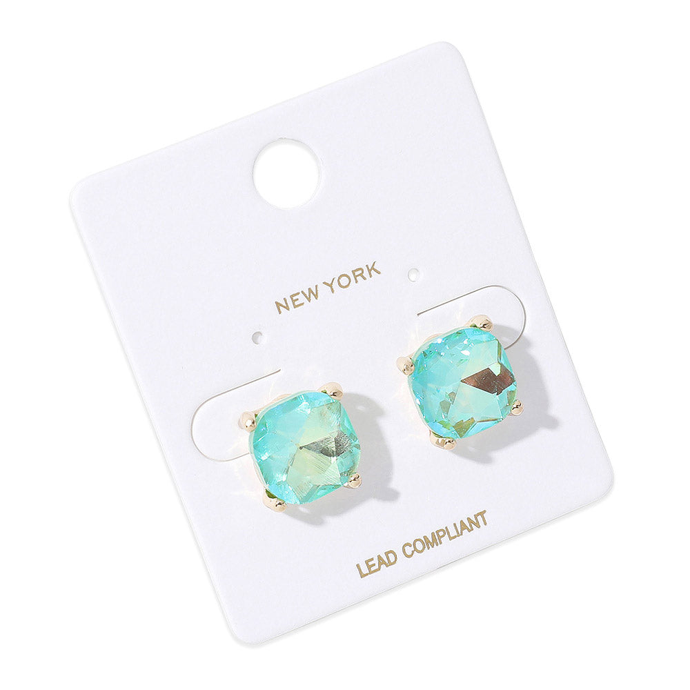 iLLASPARKZ Cushion Square Stone Stud Evening Earrings