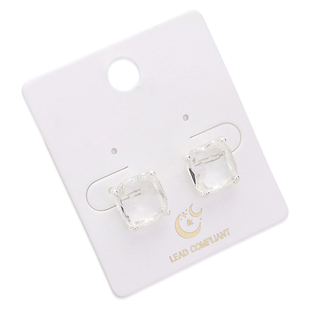 iLLASPARKZ Cushion Square Stone Stud Evening Earrings
