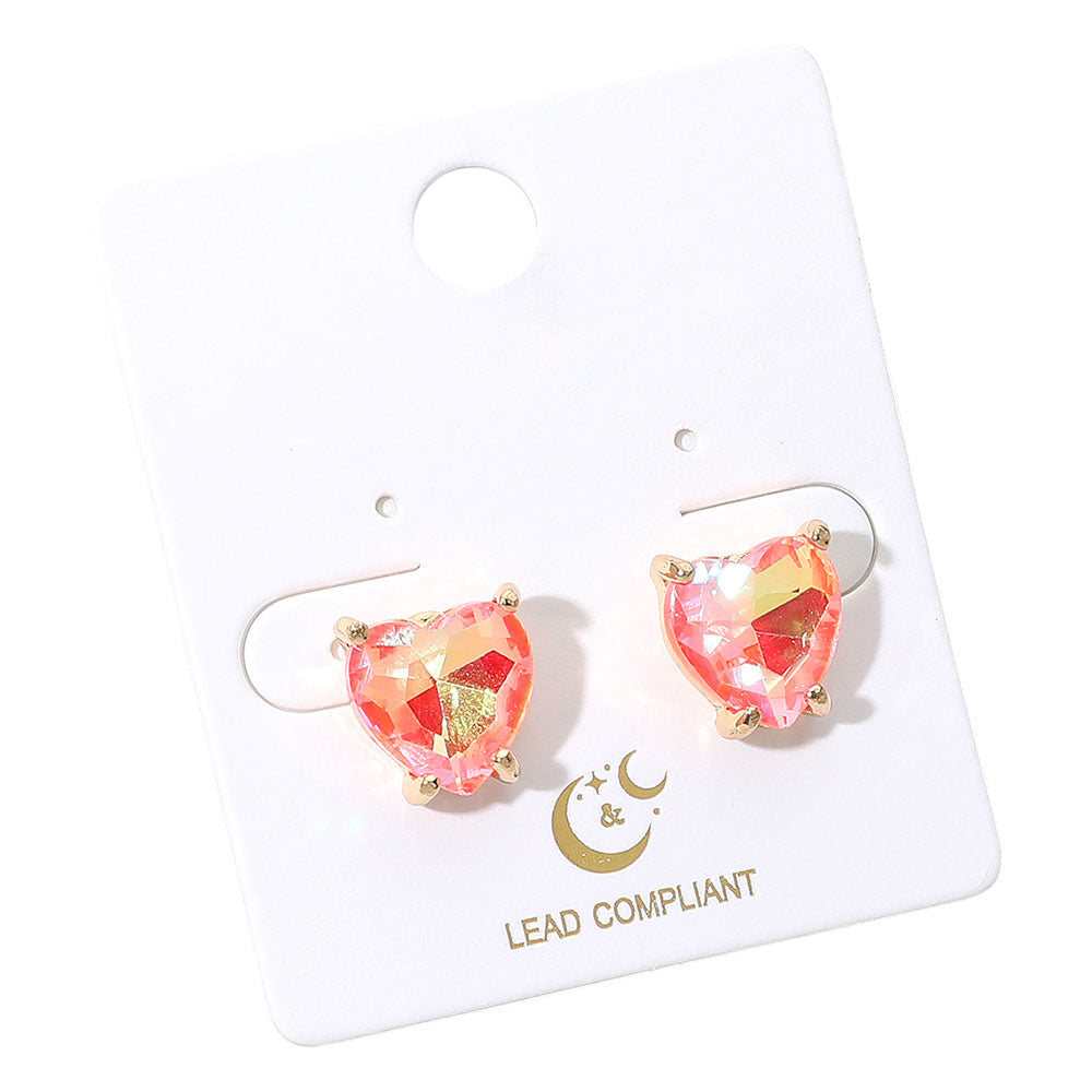 iLLASPARKZ Heart Stone Cushion Stud Earrings