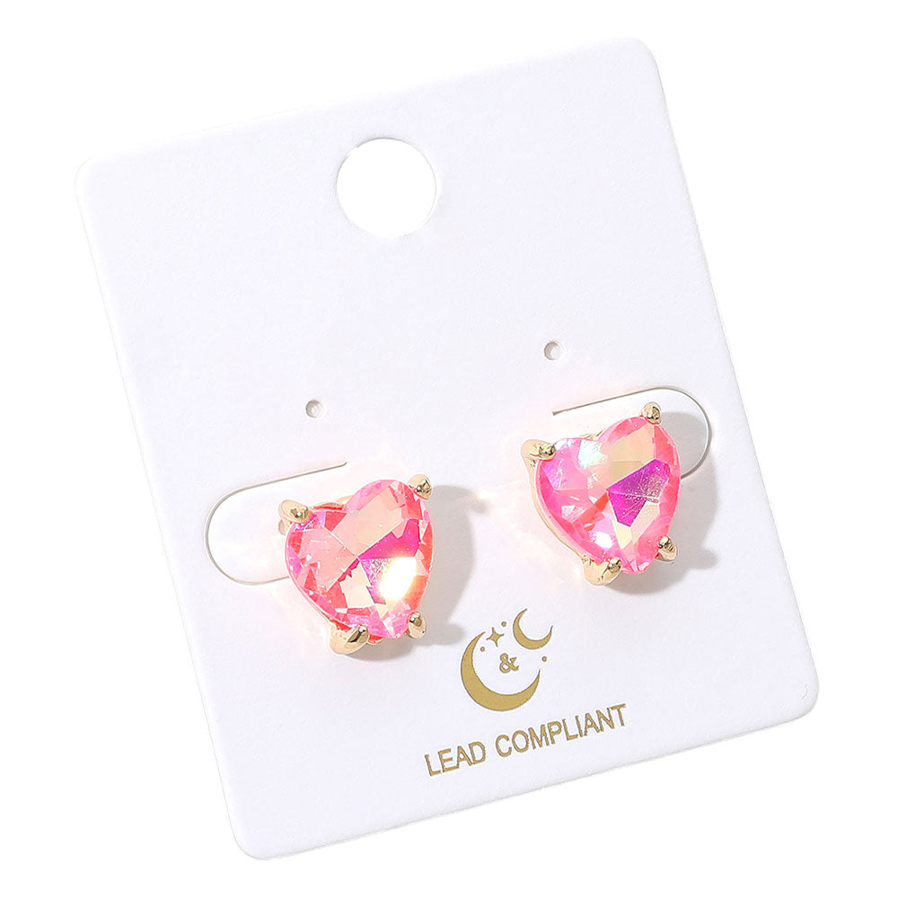 iLLASPARKZ Heart Stone Cushion Stud Earrings