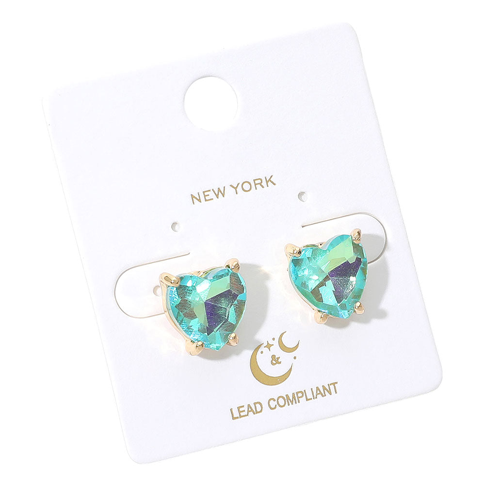 iLLASPARKZ Heart Stone Cushion Stud Earrings