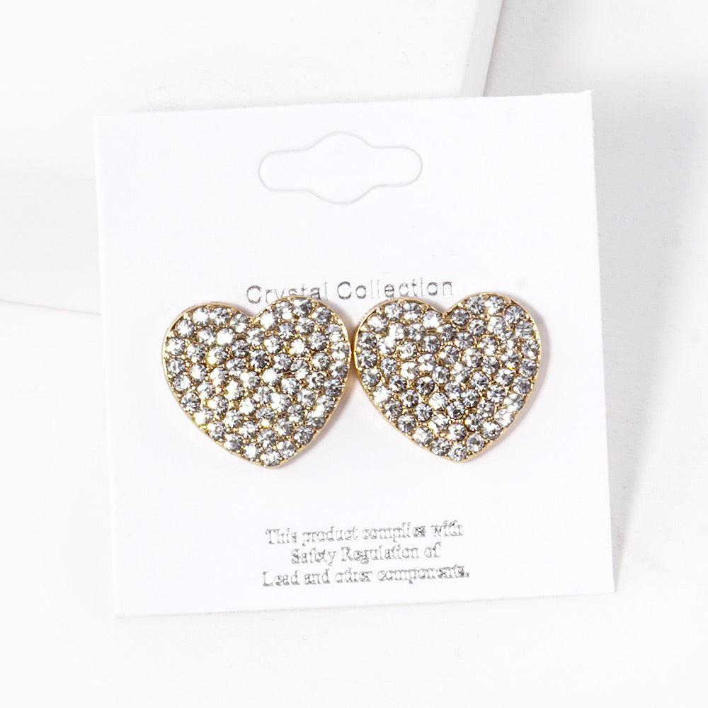 iLLASPARKZ Crystal Stone Paved Heart Stud Earrings