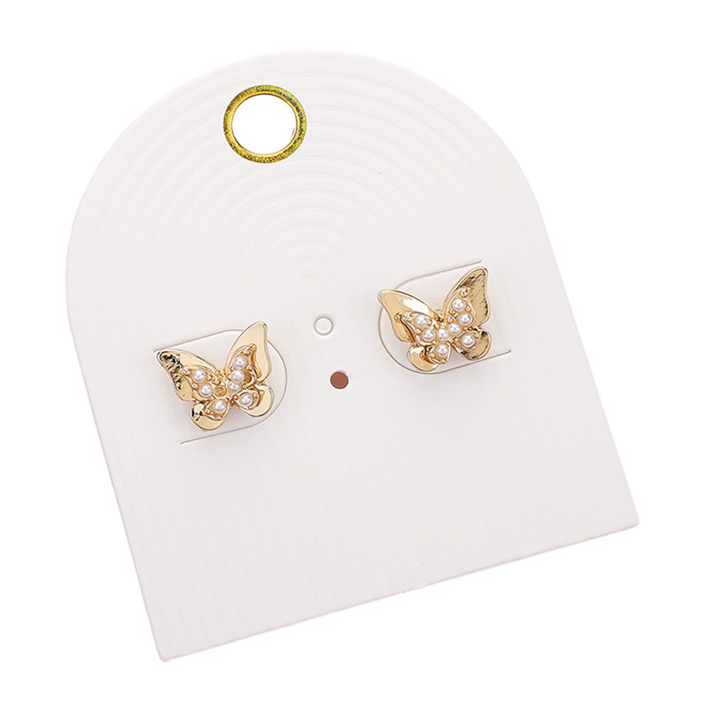 iLLASPARKZ Pearl Butterfly Stud Earrings