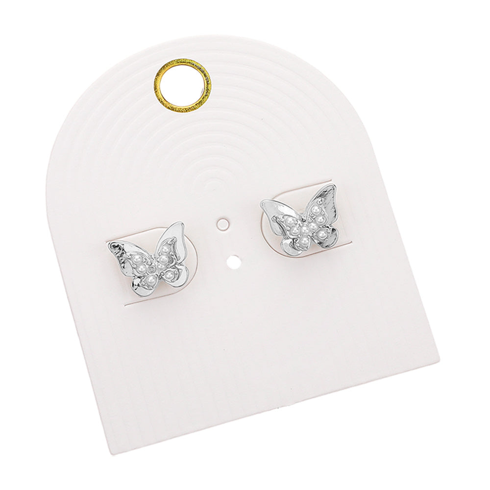 iLLASPARKZ Pearl Butterfly Stud Earrings