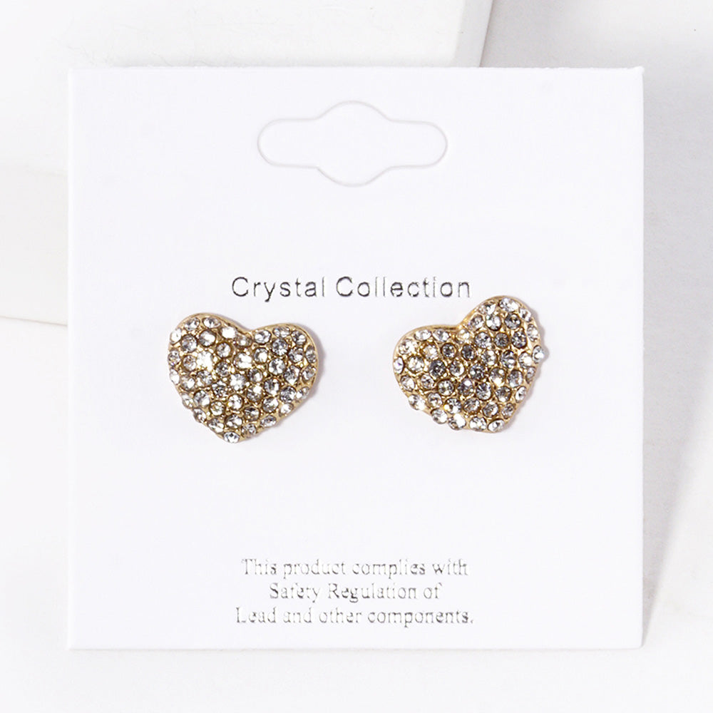 iLLASPARKZ Pave Crystal Rhinestone Heart Stud Earrings