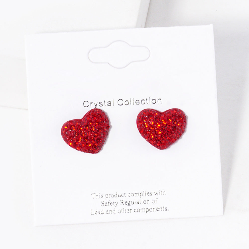 iLLASPARKZ Pave Crystal Rhinestone Heart Stud Earrings