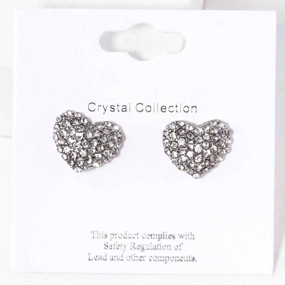 iLLASPARKZ Pave Crystal Rhinestone Heart Stud Earrings