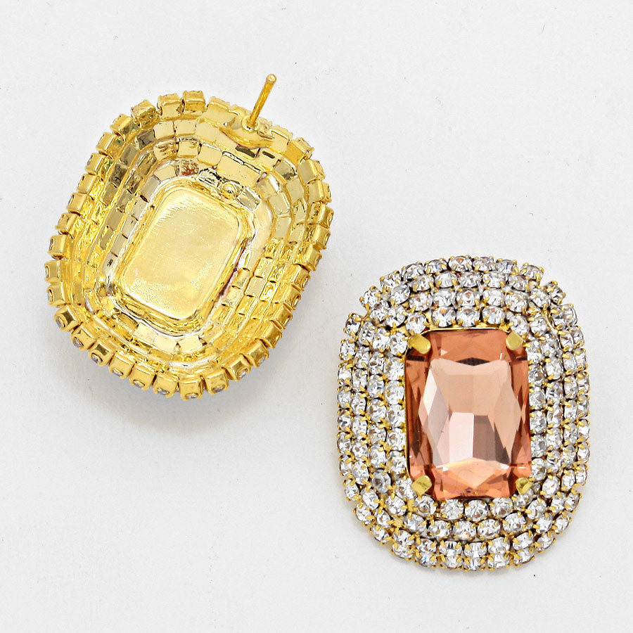 iLLASPARKZ Rectangular Rhinestone Stud Earrings