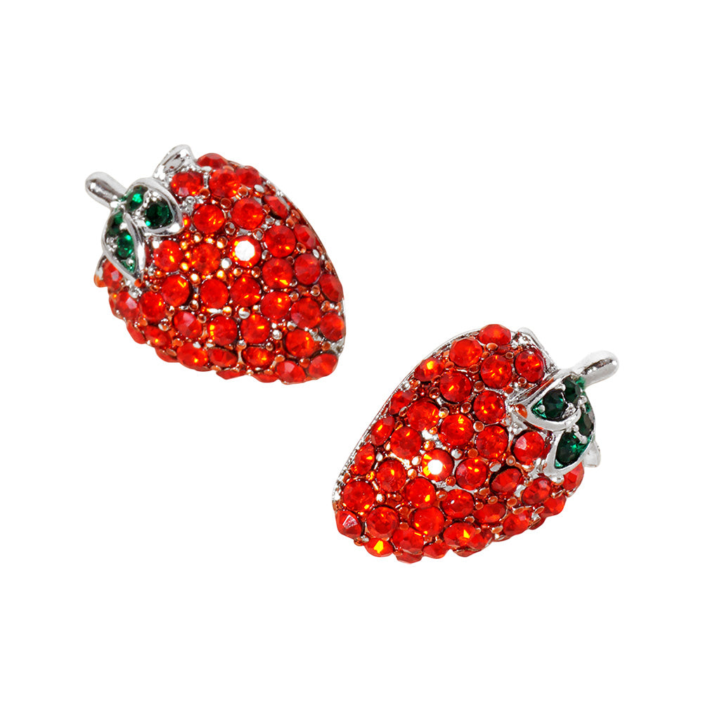 iLLASPARKZ Crystal paved Strawberry Stud Earrings