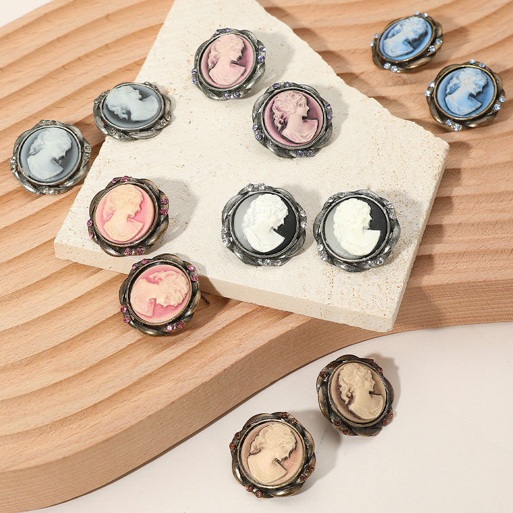 iLLASPARKZ Vintage Cameo Stud Earrings