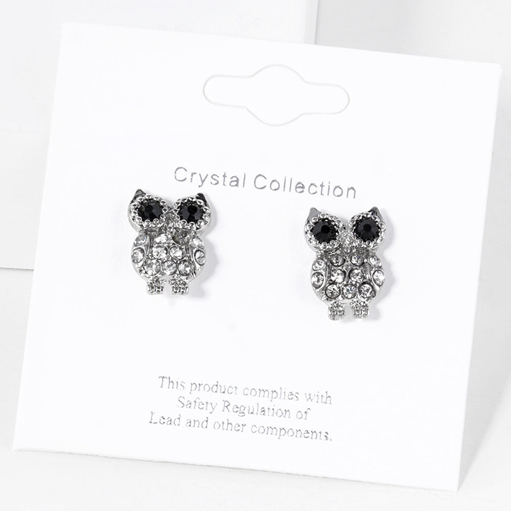 iLLASPARKZ Stone Paved Owl Stud Earrings