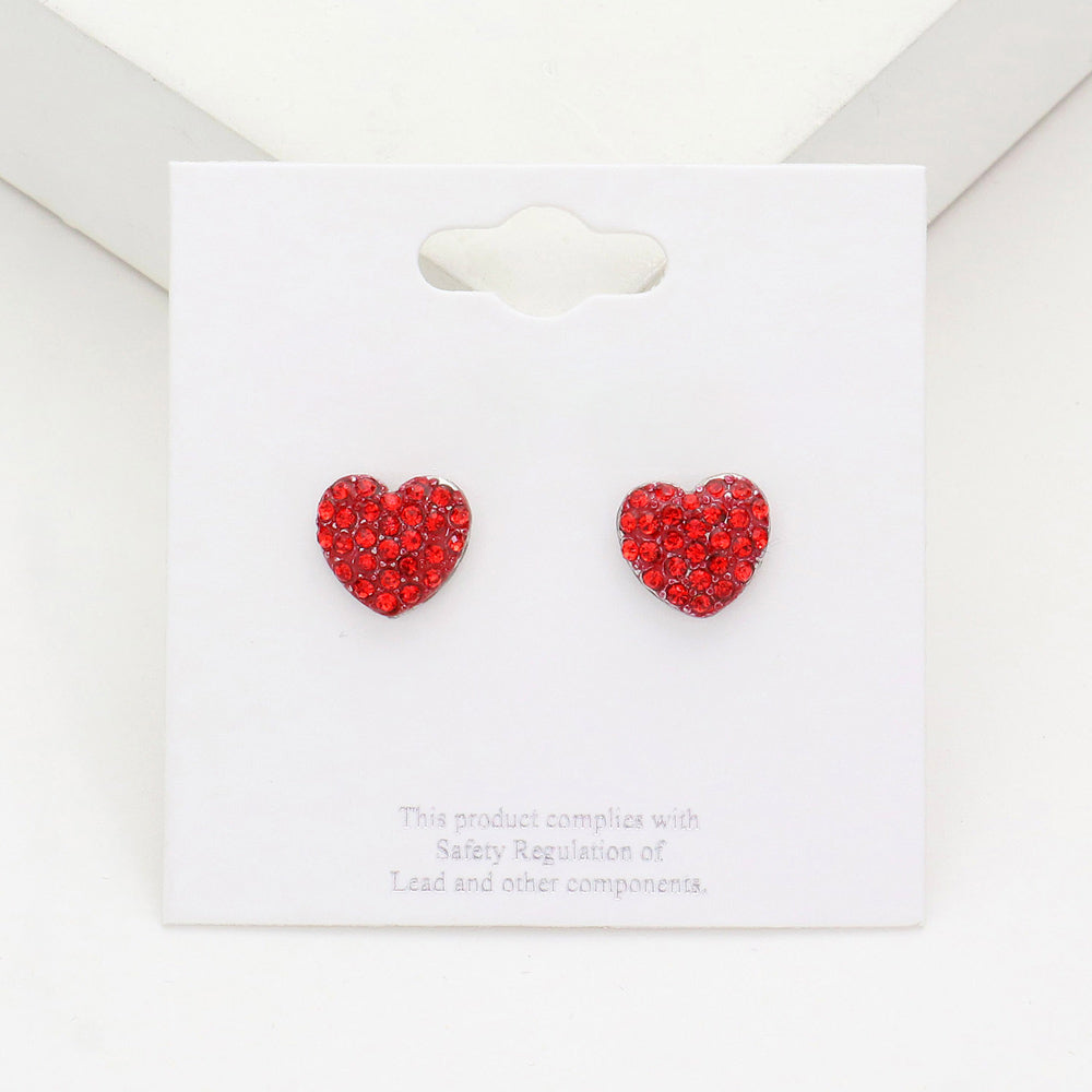 iLLASPARKZ Crystal Stone Paved Heart Stud Earrings