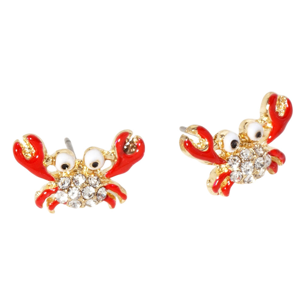iLLASPARKZ Crab Crystal Accented Stud Earrings