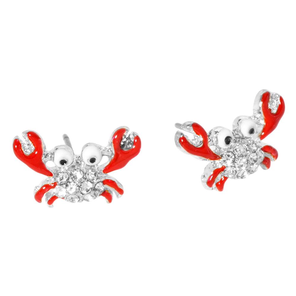 iLLASPARKZ Crab Crystal Accented Stud Earrings