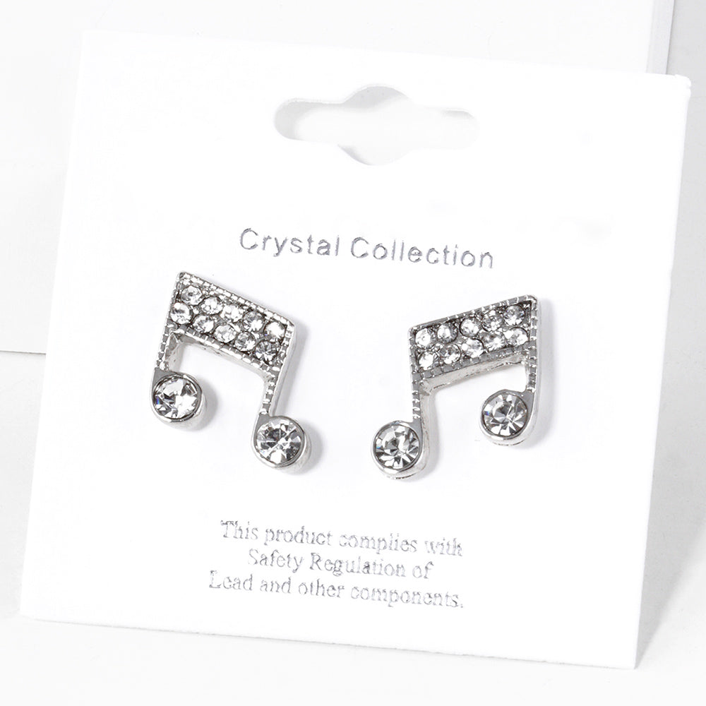 iLLASPARKZ Crystal Paved Music Note Stud Earrings