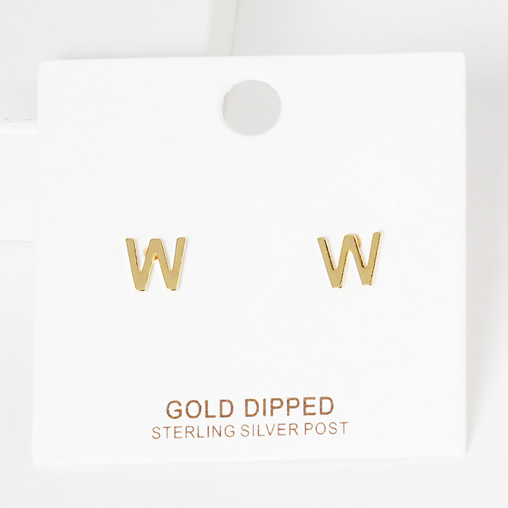 iLLASPARKZ -W- Gold Dipped Metal Monogram Stud Earrings