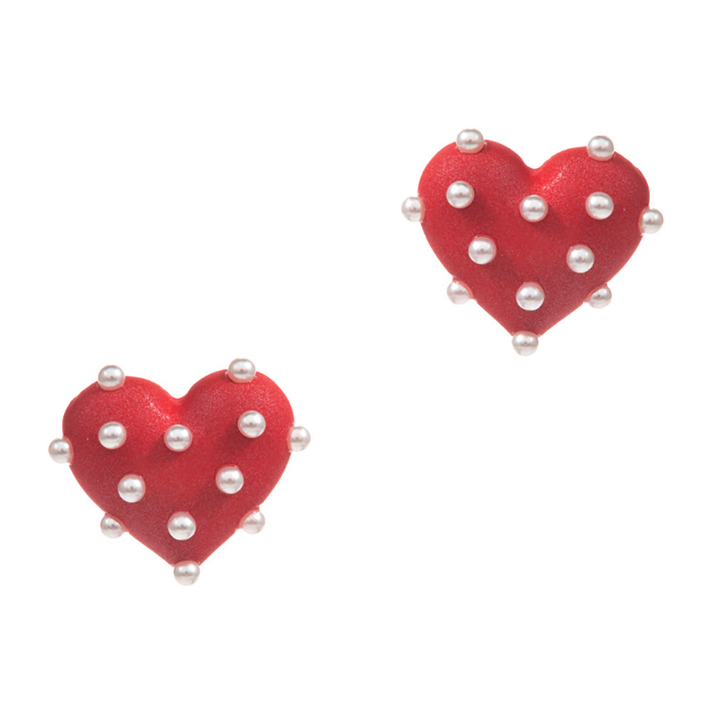 iLLASPARKZ Pearl Embellished Heart Stud Earrings