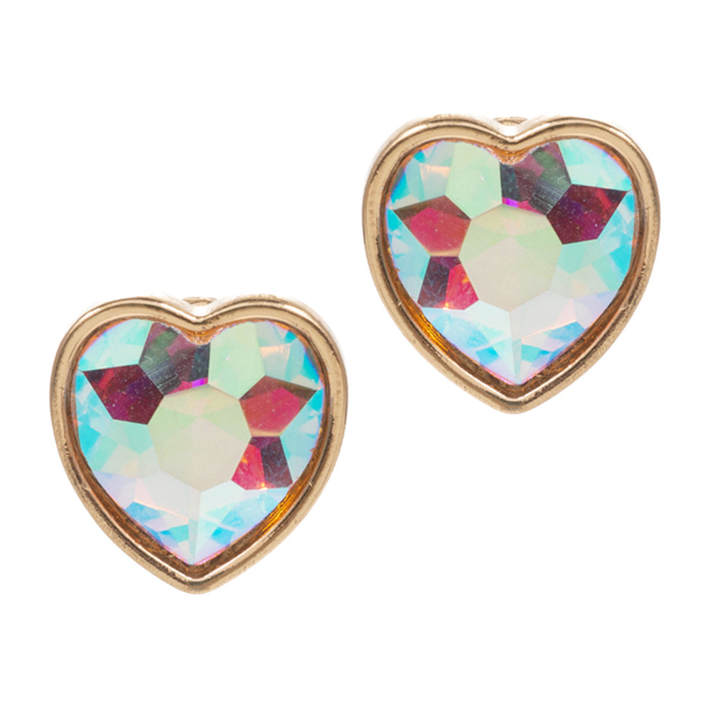iLLASPARKZ Faceted Crystal Heart Stone Cluster Stud Earrings