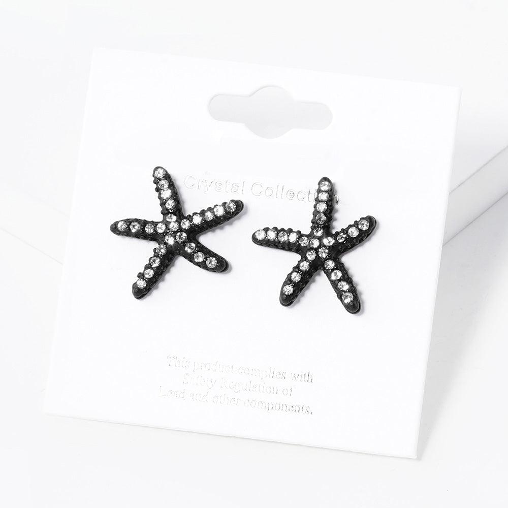 iLLASPARKZ Crystal Paved Starfish Stud Earrings
