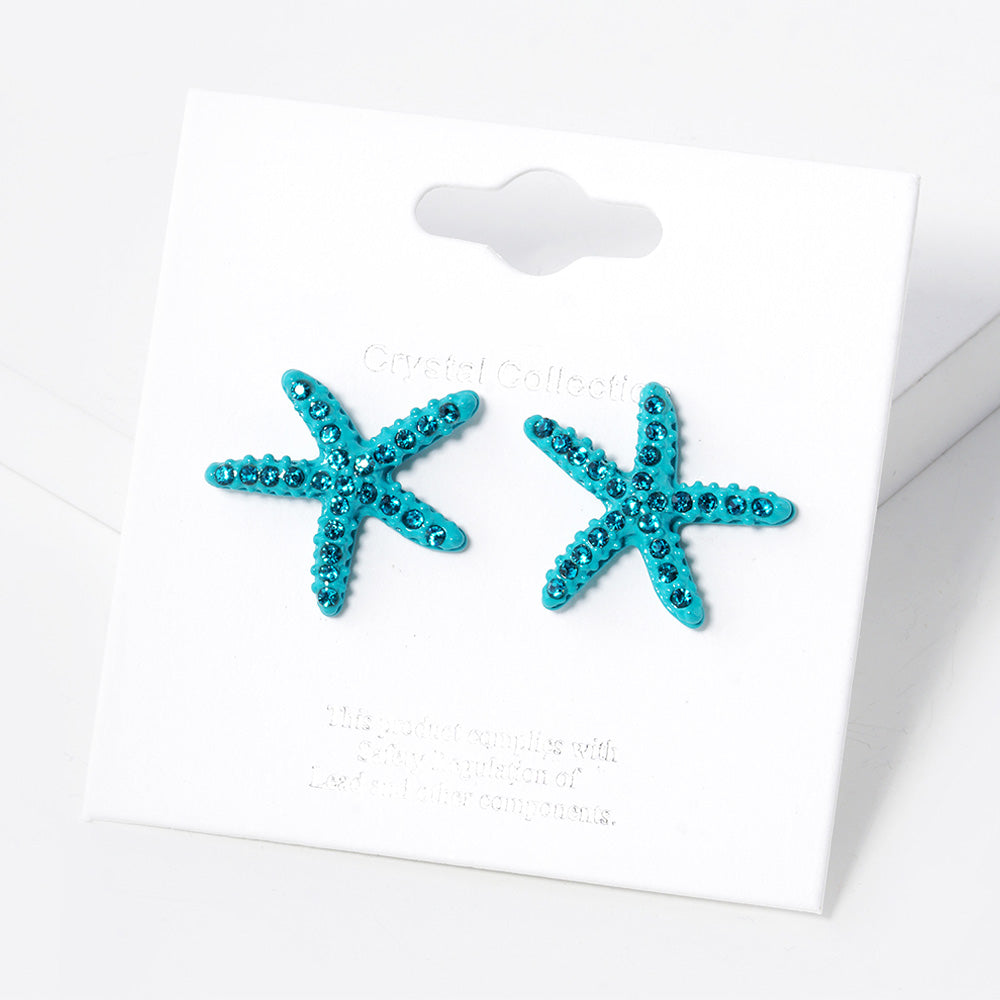 iLLASPARKZ Crystal Paved Starfish Stud Earrings