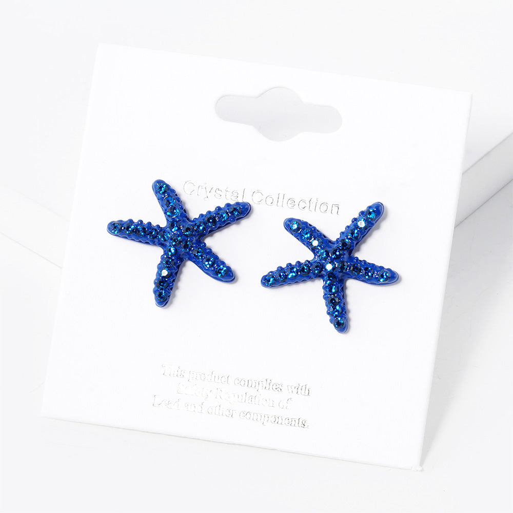iLLASPARKZ Crystal Paved Starfish Stud Earrings