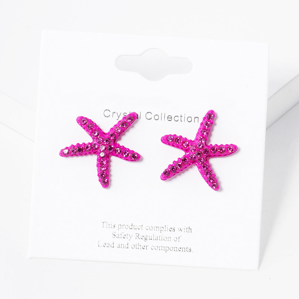 iLLASPARKZ Crystal Paved Starfish Stud Earrings
