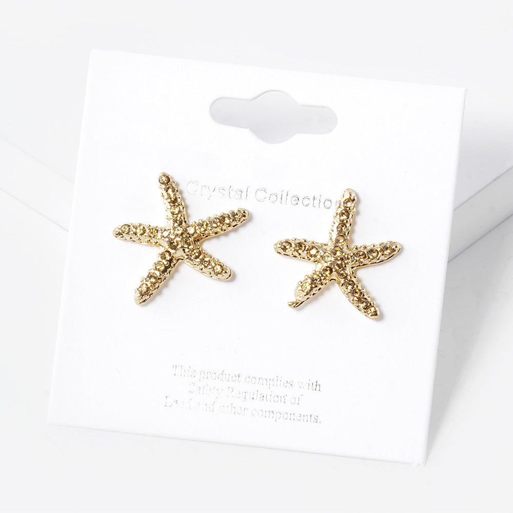 iLLASPARKZ Crystal Paved Starfish Stud Earrings