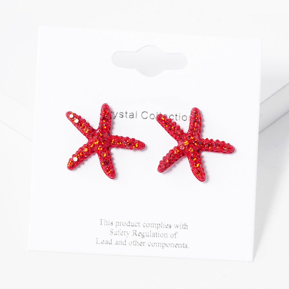 iLLASPARKZ Crystal Paved Starfish Stud Earrings