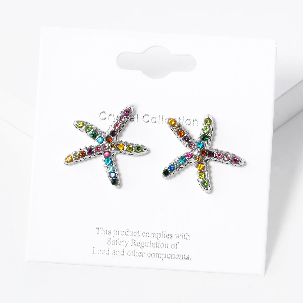 iLLASPARKZ Crystal Paved Starfish Stud Earrings