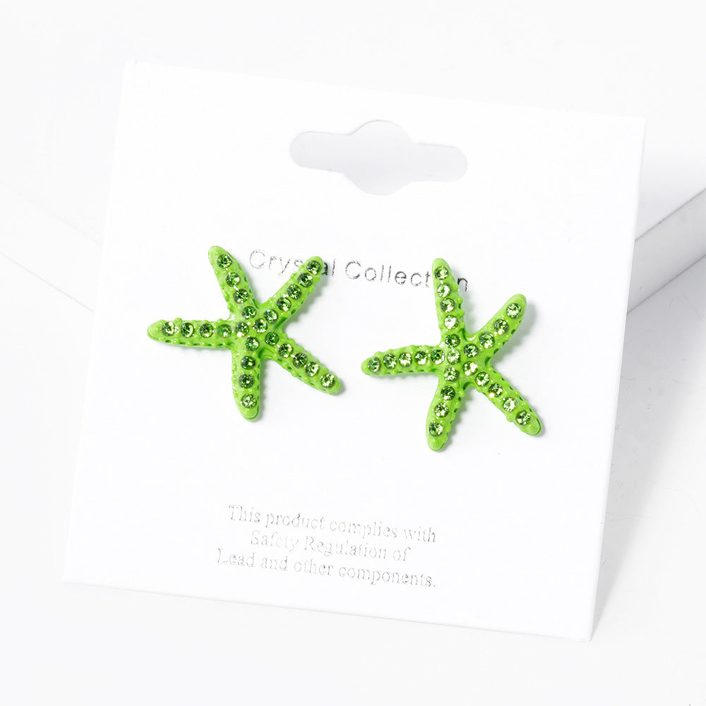 iLLASPARKZ Crystal Paved Starfish Stud Earrings