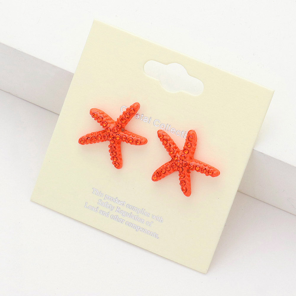 iLLASPARKZ Crystal Starfish Stud Earrings