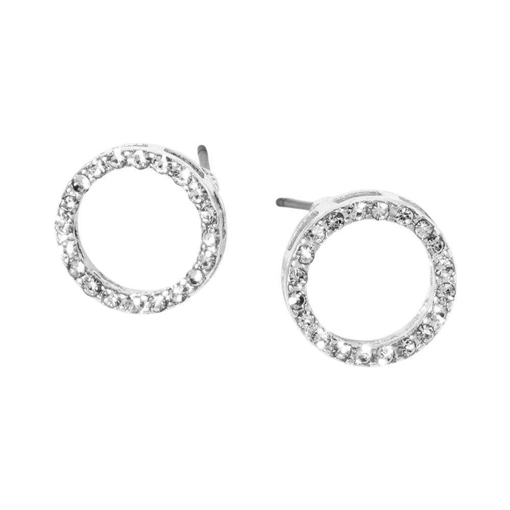 iLLASPARKZ Crystal Rhinestone Paved Open Circle Stud Earrings