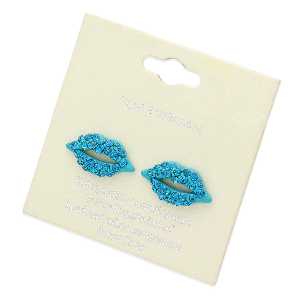 iLLASPARKZ Crystal Pave Lips Stud Earrings