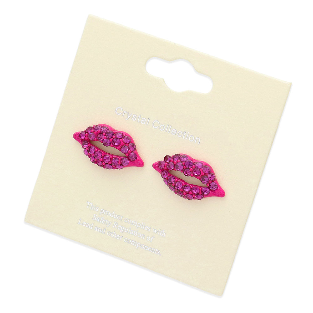 iLLASPARKZ Crystal Pave Lips Stud Earrings