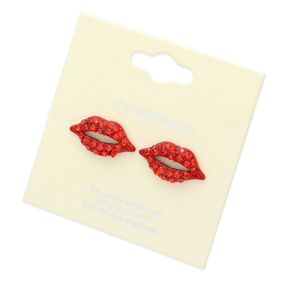 iLLASPARKZ Crystal Pave Lips Stud Earrings