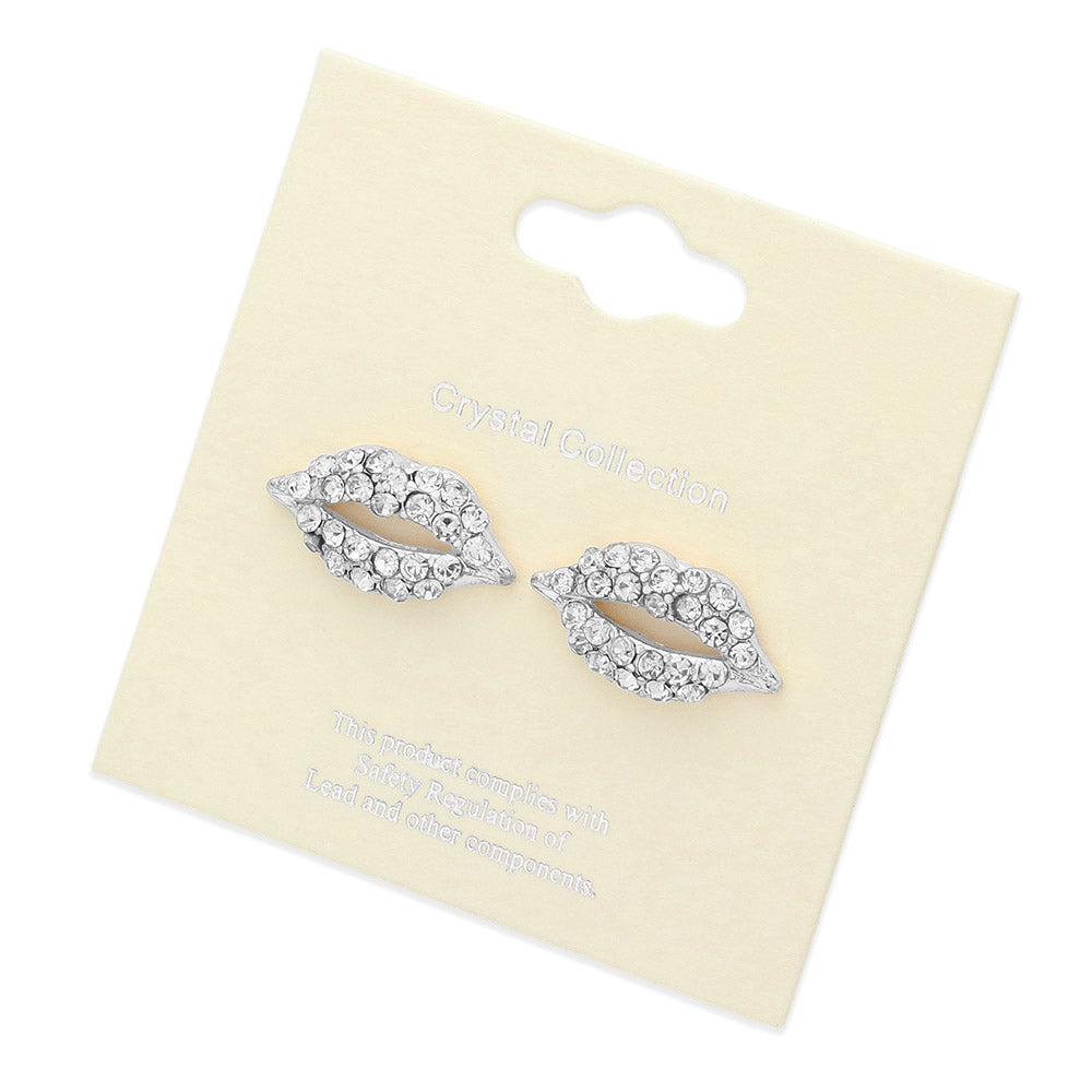 iLLASPARKZ Crystal Pave Lips Stud Earrings