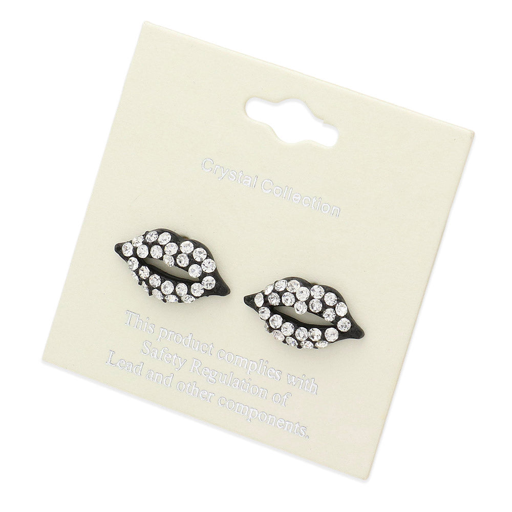 iLLASPARKZ Crystal Pave Lips Stud Earrings