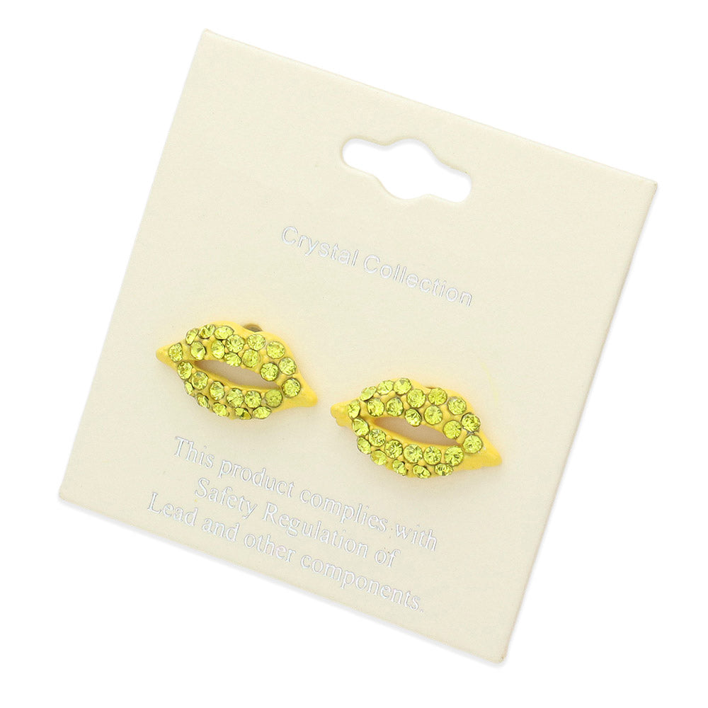 iLLASPARKZ Crystal Pave Lips Stud Earrings