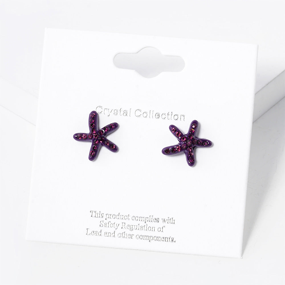 iLLASPARKZ Crystal Paved Starfish Stud Earrings