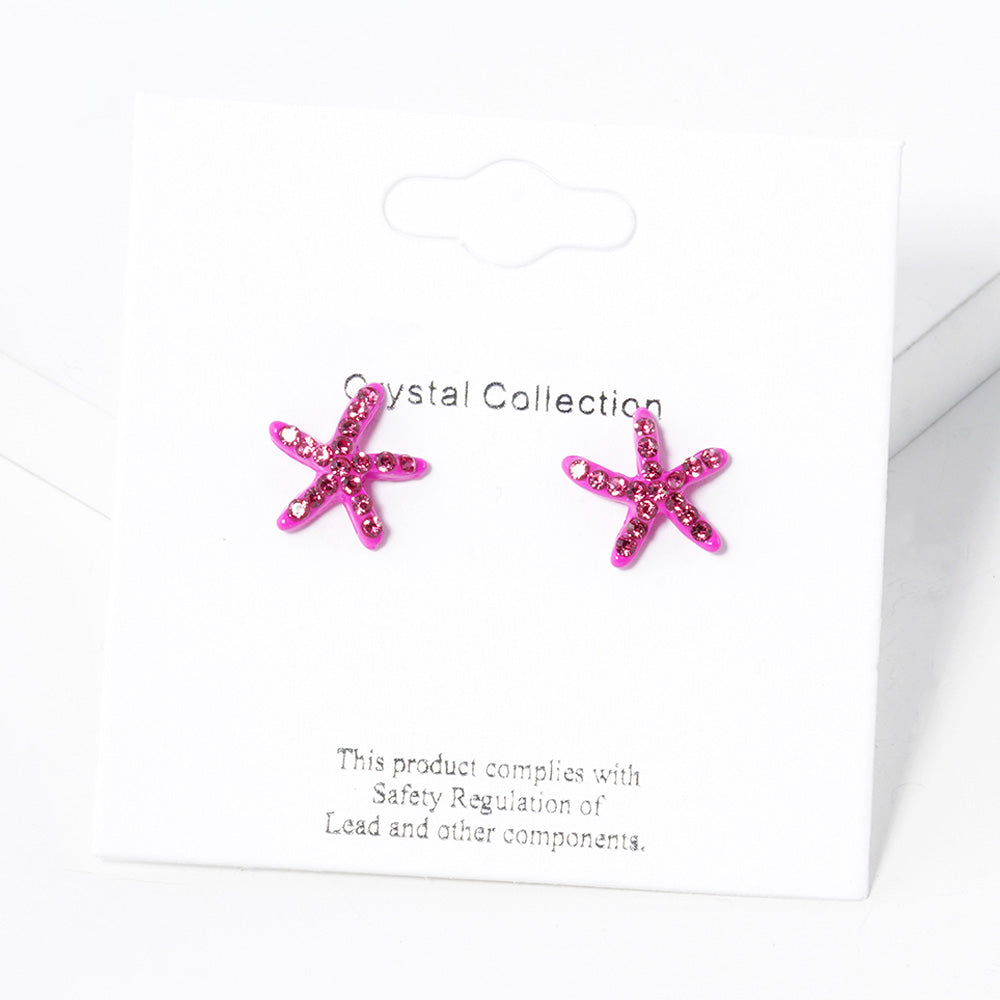 iLLASPARKZ Crystal Paved Starfish Stud Earrings