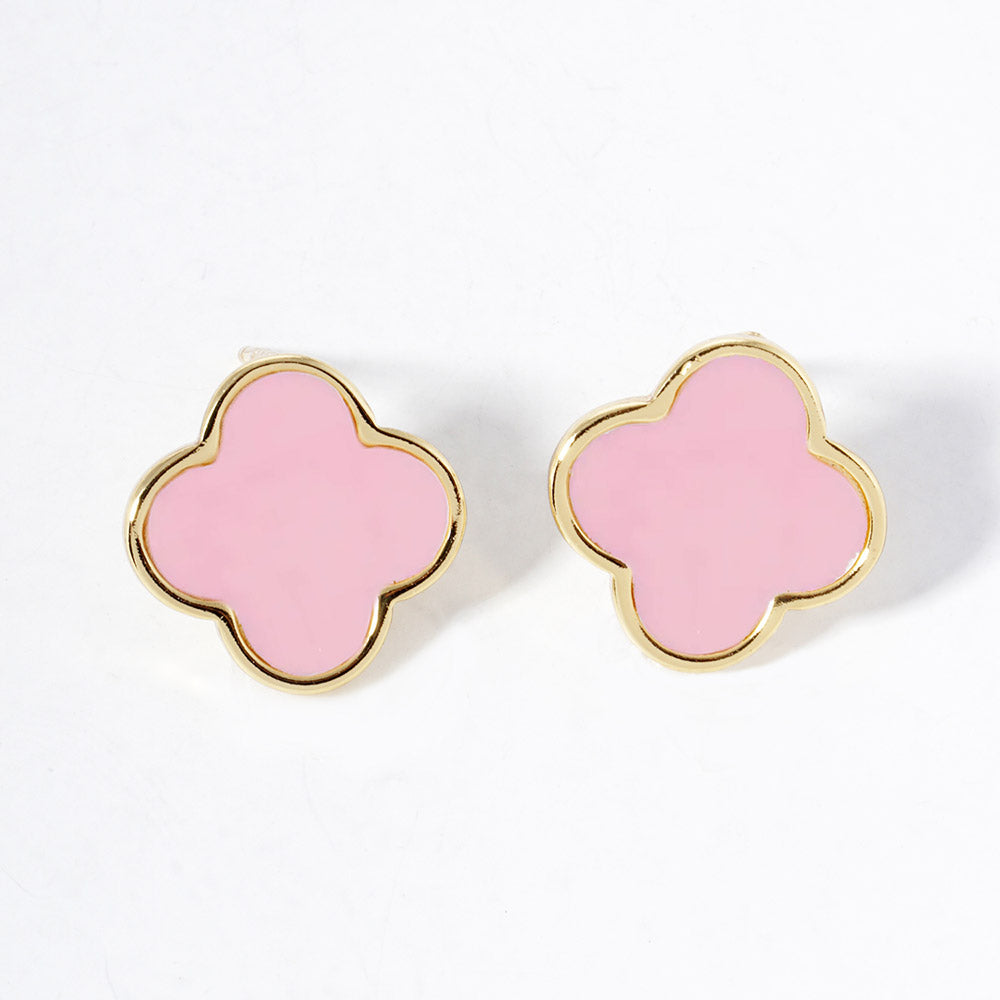iLLASPARKZ Gold Dipped Metal Trim Quatrefoil Stud Earrings