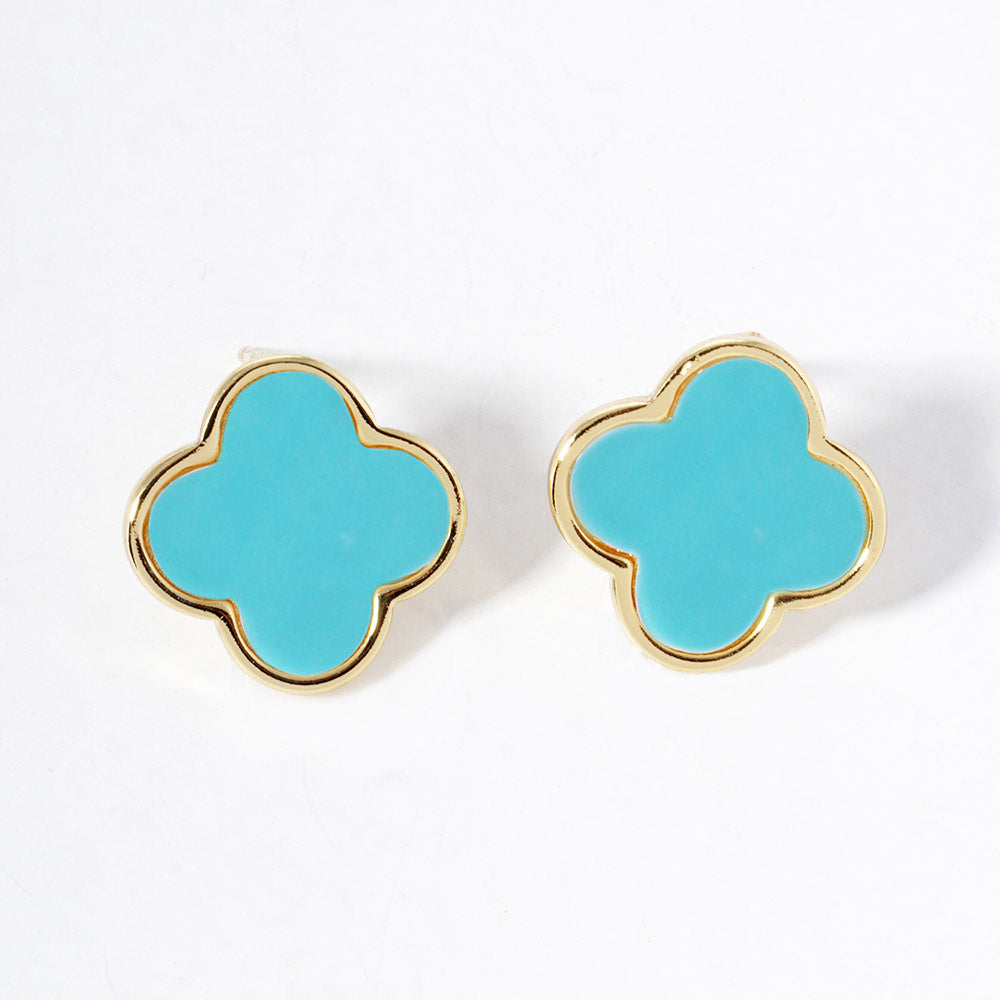iLLASPARKZ Gold Dipped Metal Trim Quatrefoil Stud Earrings