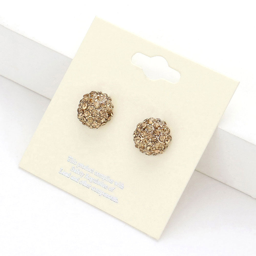 iLLASPARKZ Crystal Paved Round Dome Stud Earrings