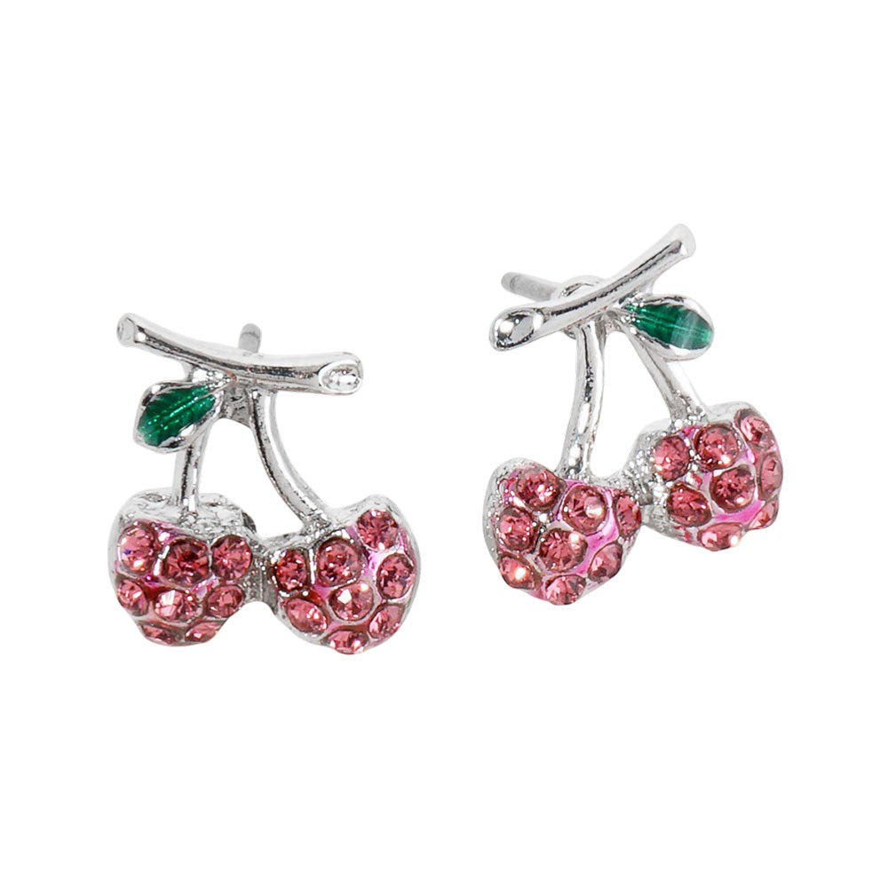 iLLASPARKZ Rhinestone Pave Cherry Stud Earrings