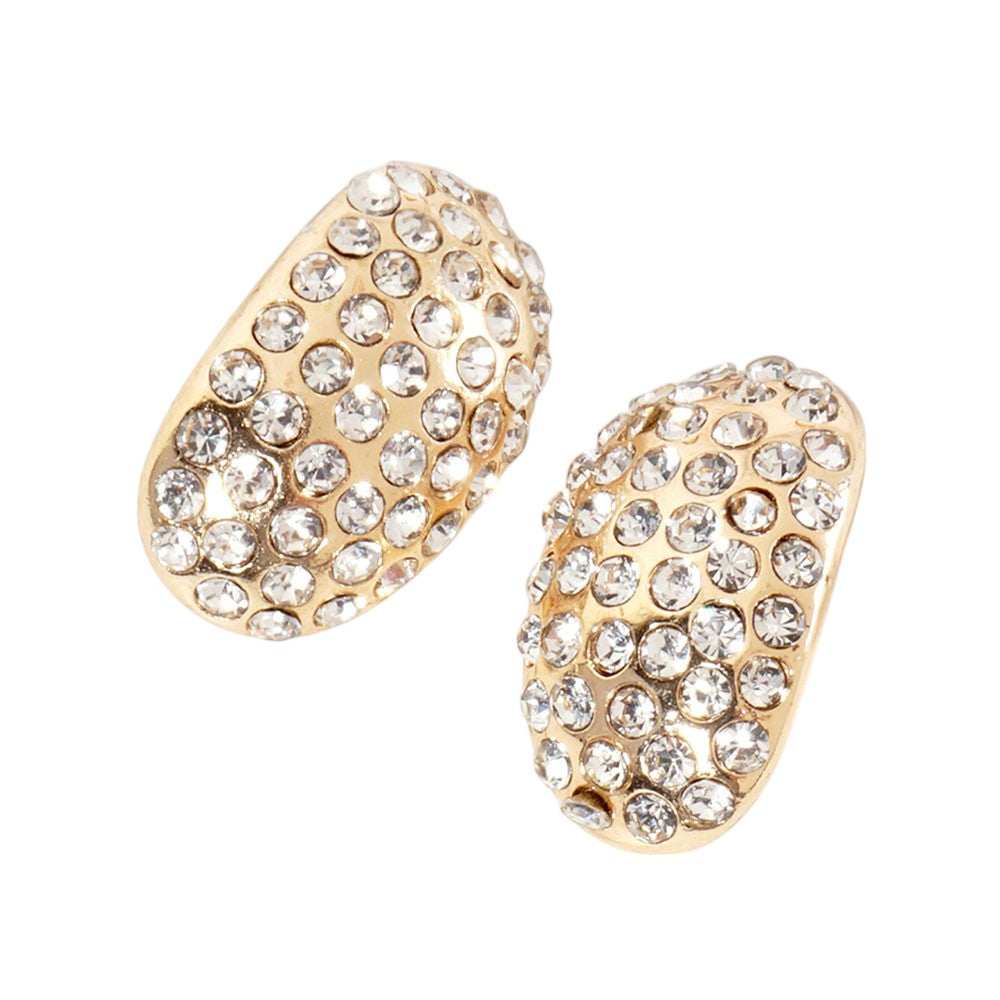 iLLASPARKZ Crystal Paved Curved Oval Stud Earrings