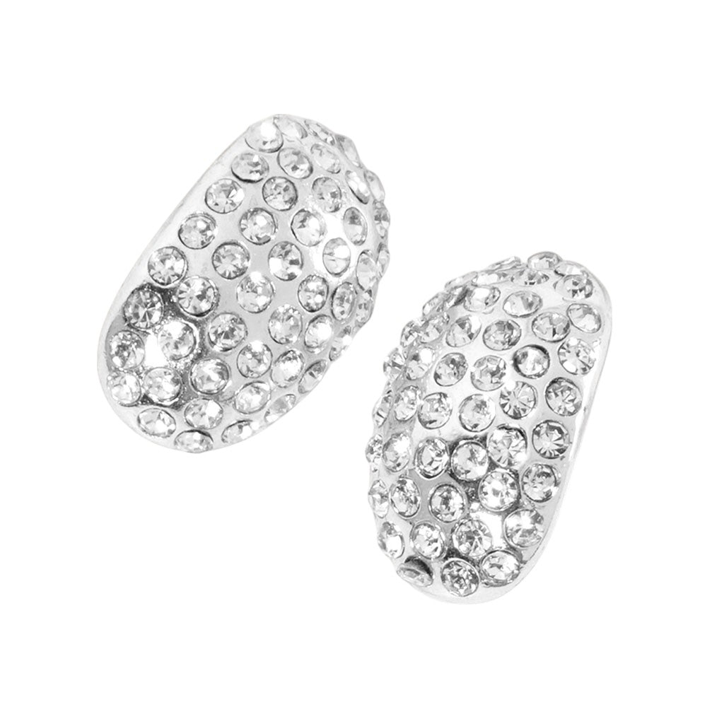 iLLASPARKZ Crystal Paved Curved Oval Stud Earrings