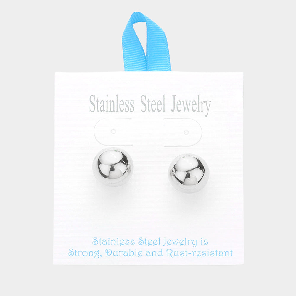 iLLASPARKZ Stainless Steel 0.6 Inch Metal Ball Stud Earrings