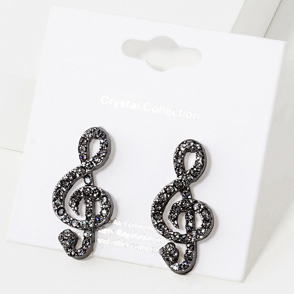 iLLASPARKZ Crystal Paved Treble Clef Stud Earrings
