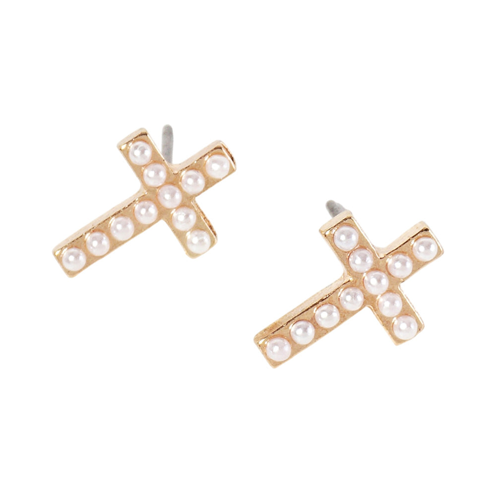 iLLASPARKZ Pearl Cross Stud Earrings